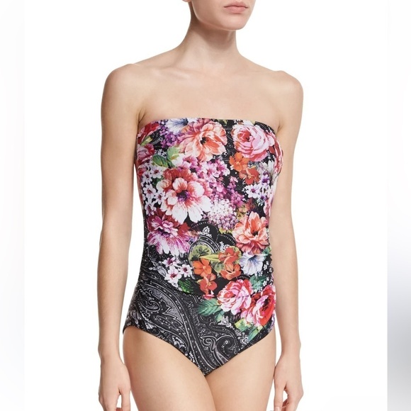 Gottex Bloomsbury Floral-Print Bandeau One-Piece Swimsuit - Picture 1 of 12